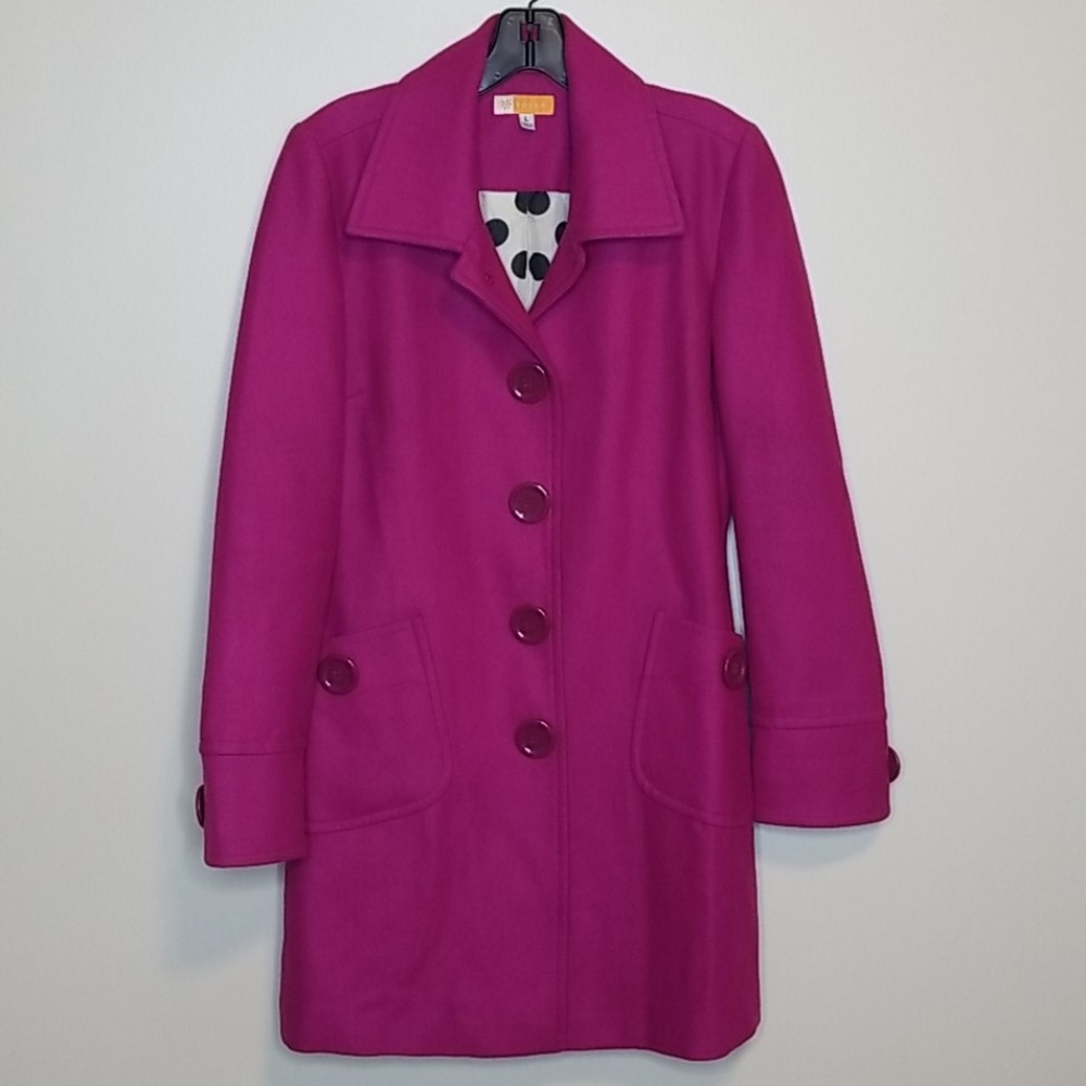 Tulle Pink Button Up Wool Trench Coat